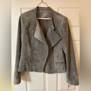 Calvin Klein Gray Seude Moto Jacket - Never worn